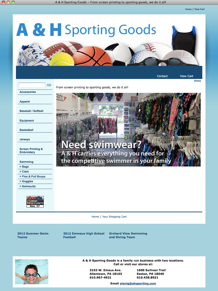 Blue Dot Graphic Design and Anderson Multimedia launch New E-commerce Site for A & H Sporting Goods